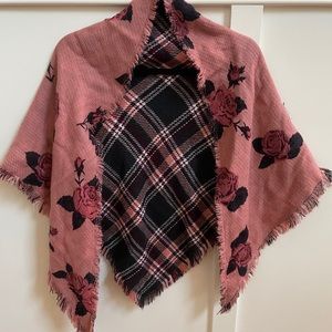 Reversible pink & green flannel scarf